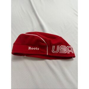Vintage Roots 2006 Winter Olympics Team Beret USA Red Beanie Hat Size L/XL